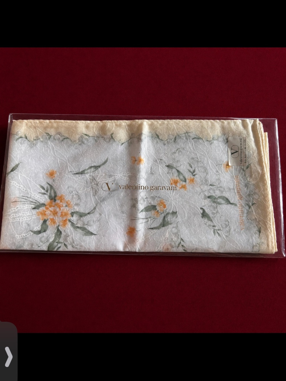 Valentino Garavani Cream Floral Cotton Scarf / Handkerchief - Picture 5 of 6